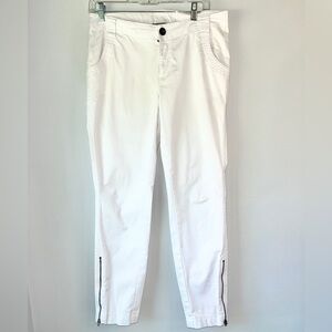 Athleta White Tapered Zip Leg Chinos in Organic Cotton